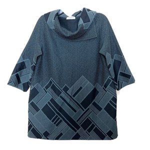 Terra SJ Apparel Art to Wear Tunic Top Medium Artsy Abstract Print Avant Garde